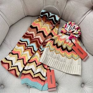 🩷 Missoni X Target toddler kids wool blend Pom Pom beanie and scarf set gift kid